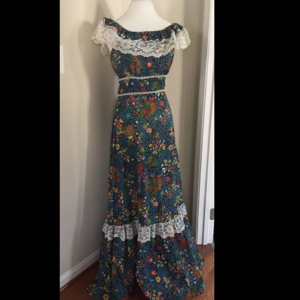 Vintage Prairie Dress Floral Festival Hippie 10